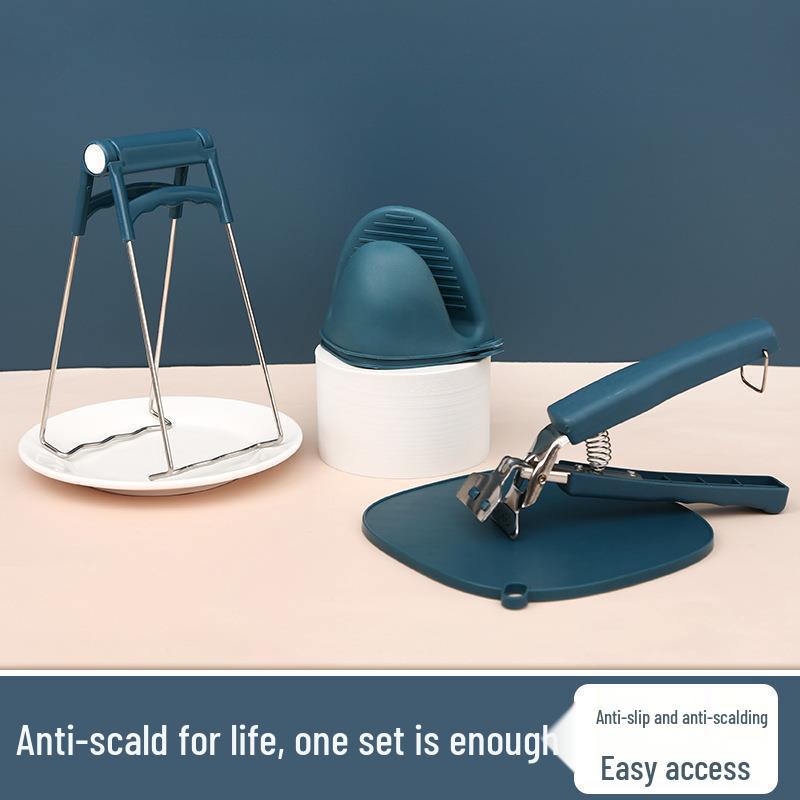 Non-Slip Anti-Scald Kitchen Set: Steaming Dish Clip, Bowl Lifter, Insulated Gloves