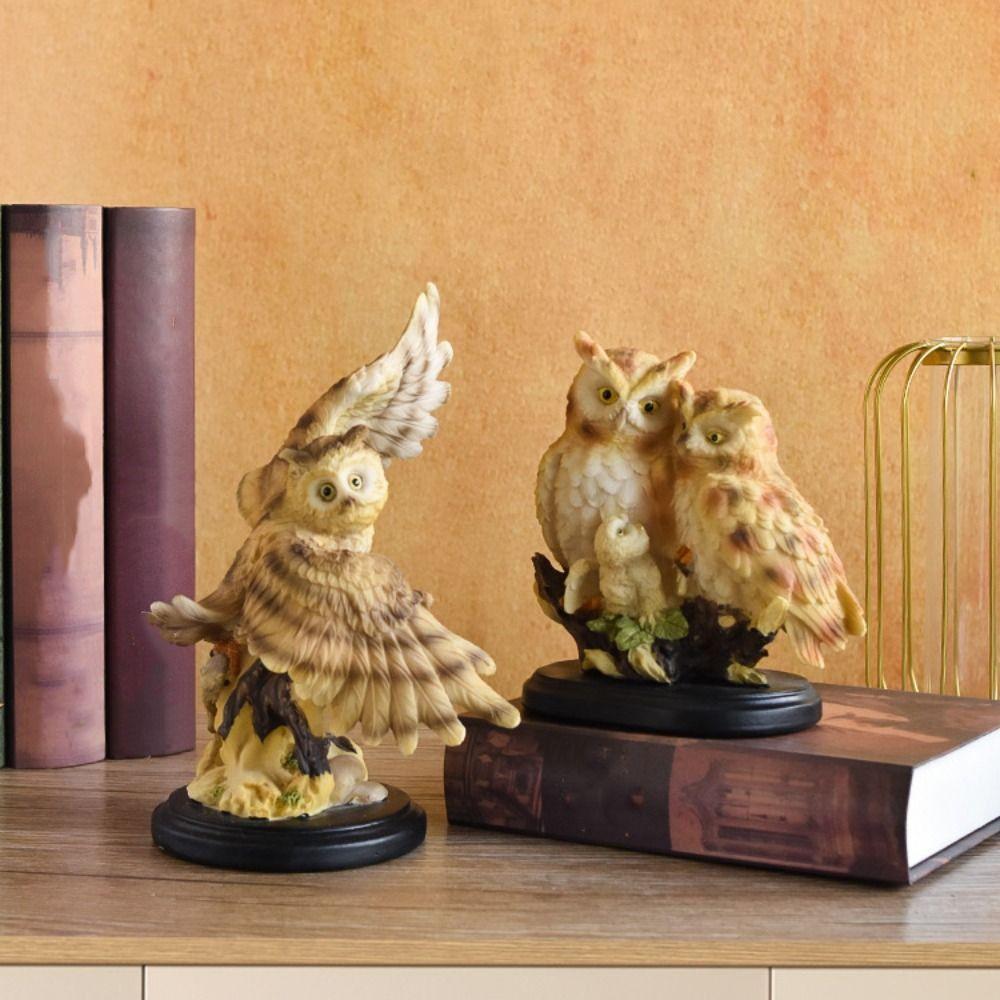 Waterproof Animal Statue Resin Miniature Figurine Sculpture Crafts Owl Ornament  Home