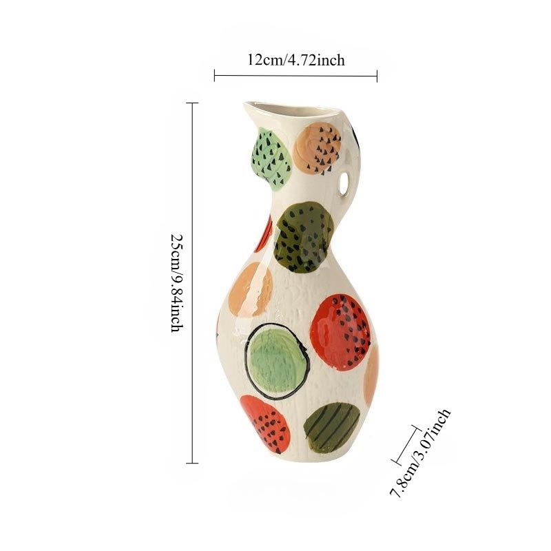 Nordic Ins Hand-painted Ceramic Vase Ornaments Home Living Room Foyer Abstract Art Decoration Creative Flower Arrangement Tool