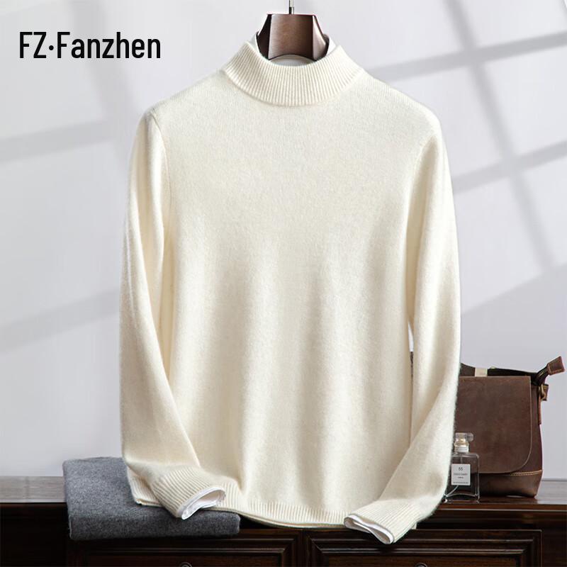 Fanzhen Men's Thickened Half-Turtleneck Cashmere Blend Sweater