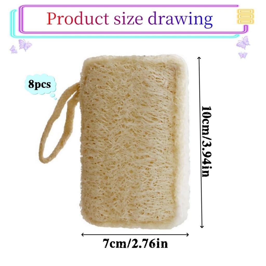 Natural loofah dishwashing scrubber scratch-free and biodegradable cleaning sponge brown color 8PCS