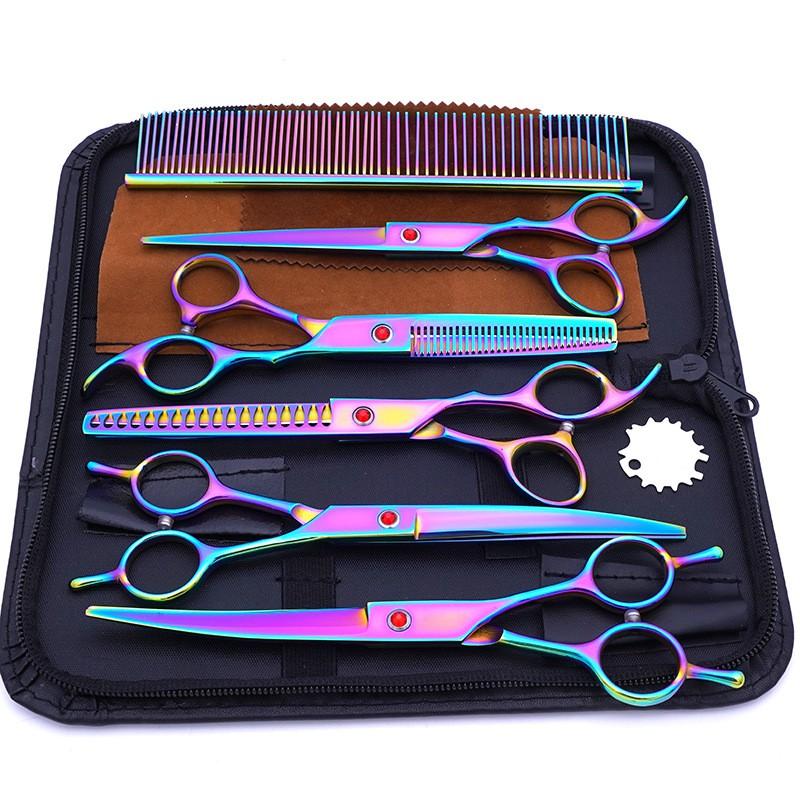 Professional Stainless Steel Pet Grooming Scissors Set Dogs Thinning Trimming Detailing Tools 5-Piece Kit With Optional