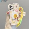 KEYSION Cartoon Cute Plush Embroidery Case for Samsung A52 5G A52S A51 with Lanyard Shockproof Phone Cover for Galaxy A32 4G