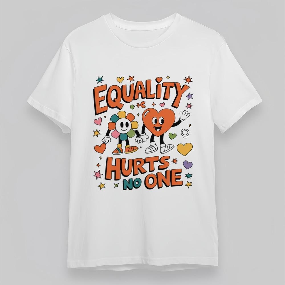 

Women s Oversize Soft Classic T Shirt Equality Colorful Flower Heart Cartoon Tee 4XL