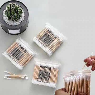 100/500/1000 Stuks Per Pak Dubbelzijdige Wattenstaafjes Oorreinigingsstaafjes Make-up Wattenstaafjes Punt Wegwerp Reinigingsmake-up Gereedschap
