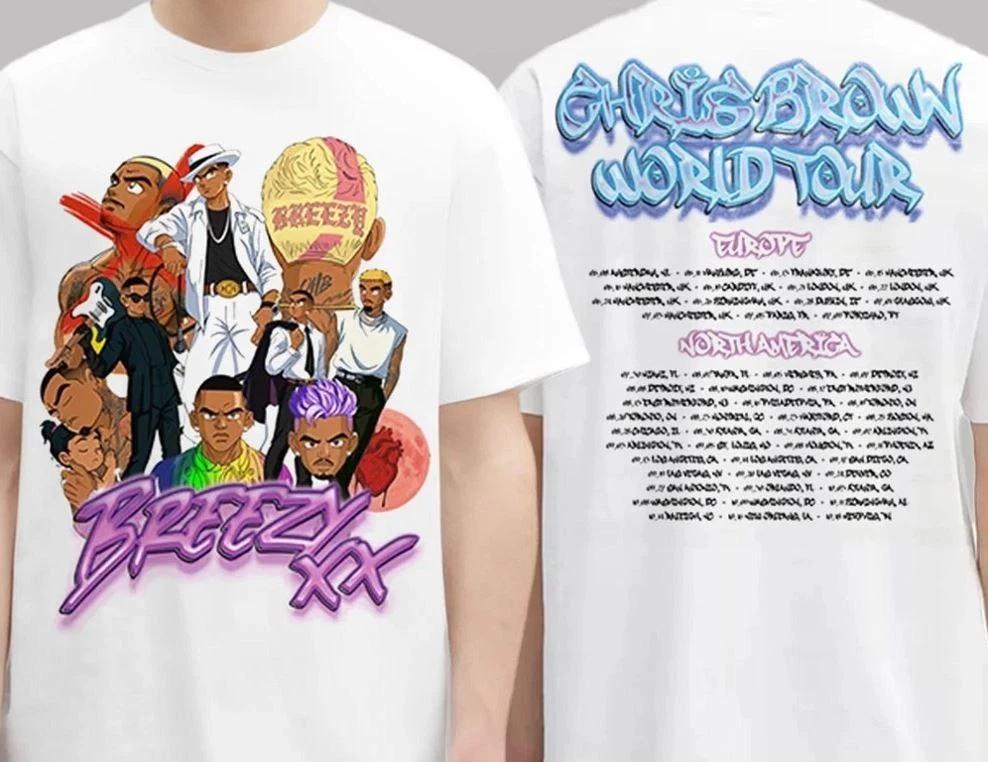 

Chris Brown Stadium World Tour 2025 20 Year of Chris Brown Anime T-shirt High-end Luxury Is for Both Men and Women Top Y2k 4XL