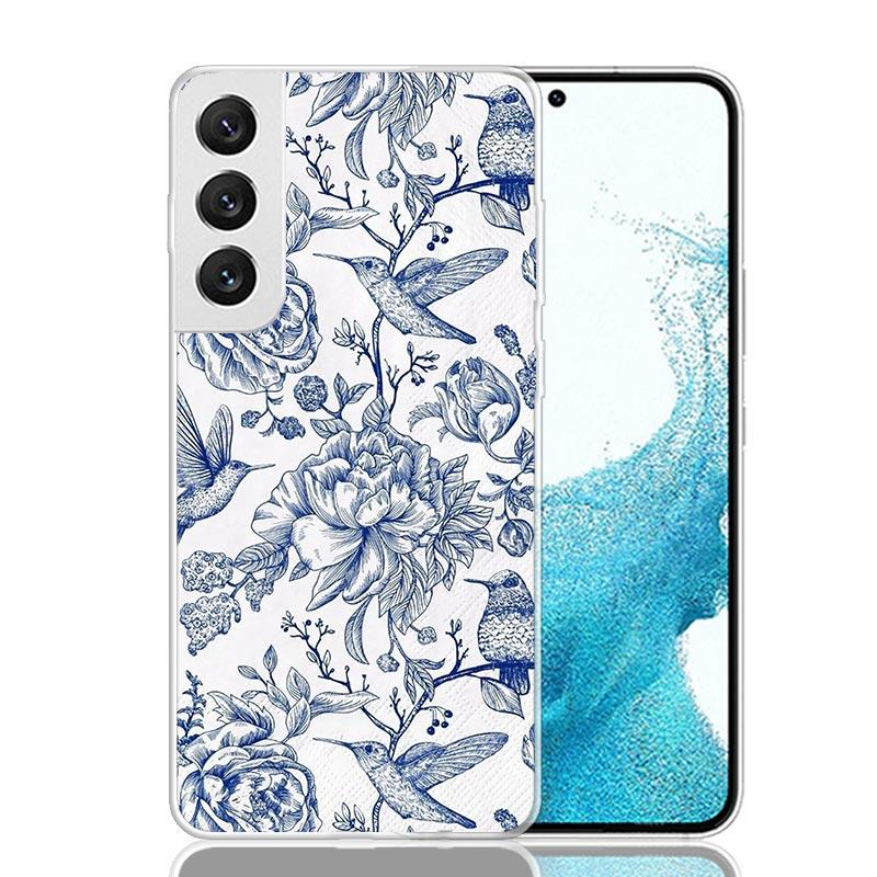 Blue And White Porcelain Phone Case For Samsung Galaxy S26 S25 Edge S24 S23 FE S22 Ultra S21 Plus S20 + Fundas Cover Coque Galax