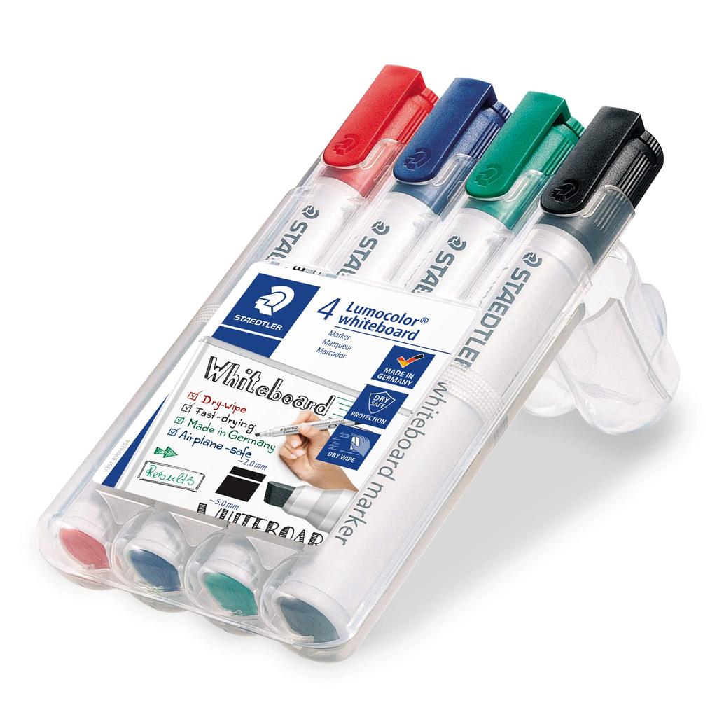 STAEDTLER Whiteboard Marker Lumocolor Chisel Tip Bold 4 Colors 351 B WP4