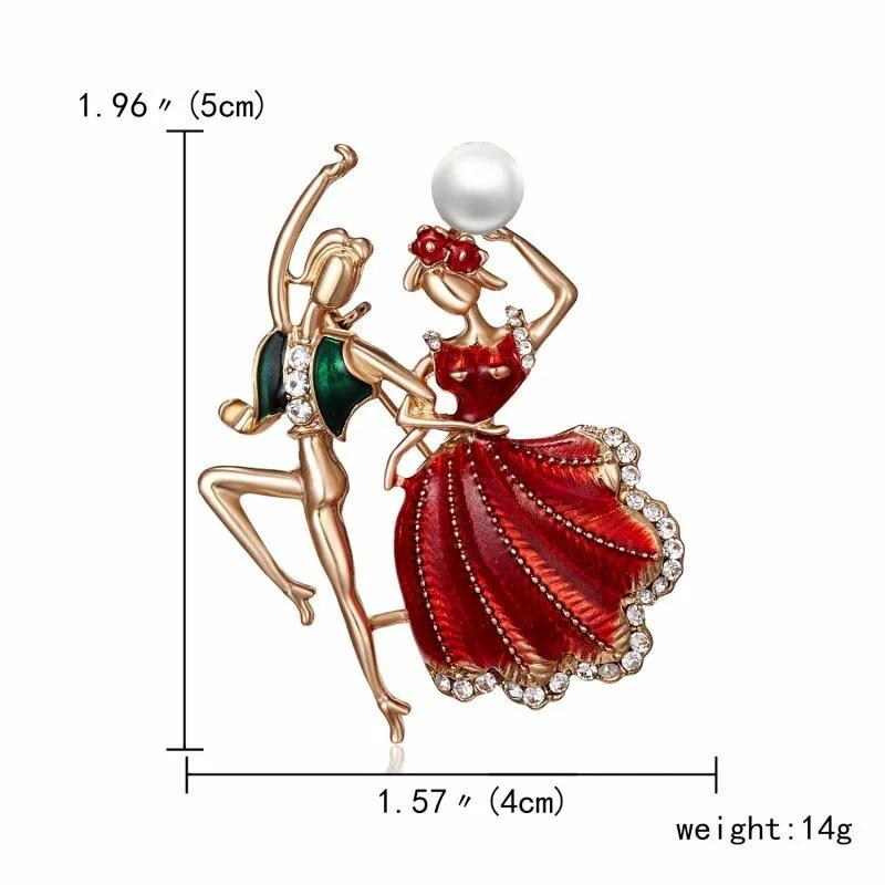

SKEDS Creative Women Men Fashion Crystal Bellet Dancer Enamel Brooch Pines Exquisite New Lady Clothing Coat Badges Corsages