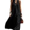 Spot TK new European and American loose v-neck sleeveless solid color dress
