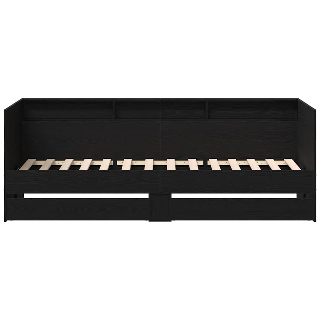 Daybed In Black Oak Finish 75 X 190 Cm Engineered Wood