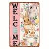 Vintage Metal Wall Art Hare With Flowers Decor 30x20cm