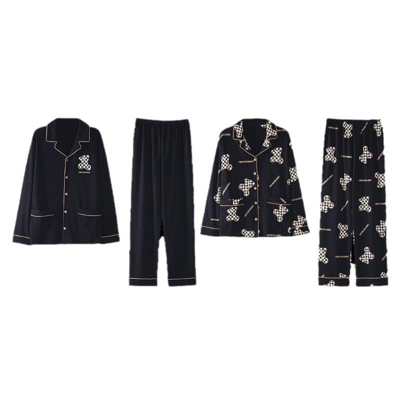 Couple Pajamas Women'S Pure Cotton Long-Sleeved Casual Can Wear Cotton Loungewear Large Size Men'S Suit