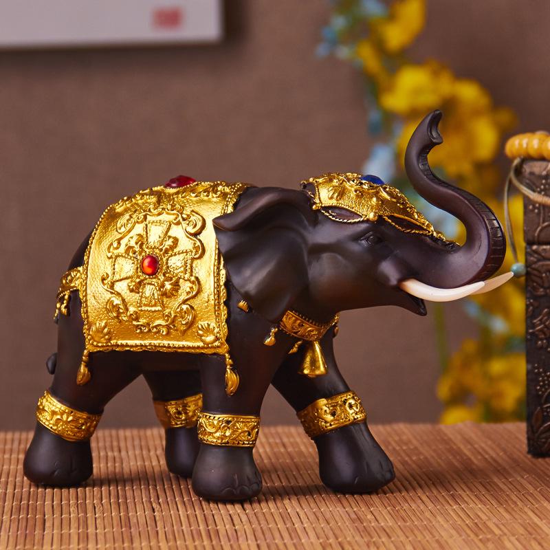 Thai-Style Lucky Elephant Ceramic Ornament for Home or Office Decor