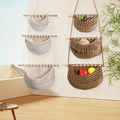 1PC Over The Door Organizer Třípatrový závěsný organizér Nástěnné lano Nástěnný košík Nástěnný bavlněný provaz Home Decor Dvě barvy