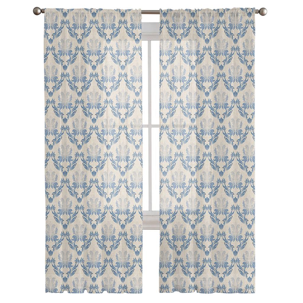 Barokowa Vintage Przezroczysta Zasłona Do Sypialni Tiulowa Woalowa Zasłona Do Dekoracji Kuchni Salonu Obróbka Okna