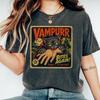 Maglietta Vintage Vampurr Attacca Ancora, T-shirt Grafica Gatto Vampiro per Halloween, Divertente Retro Spettrale Comfort Colors Regalo per Amante dei Gatti