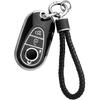 JOYEAR for Mercedes Benz Keychain with Key Fob Cover Compatible with 2020-2025 Mercedes Benz S-Class G-Class E-Class(Silver-Black)