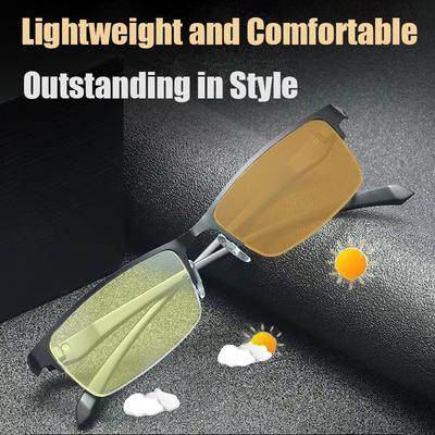 Outdoor Photochromic Glasses Men Ultralight Chameleon Eyeglasses Unisex Half Frame Glasses