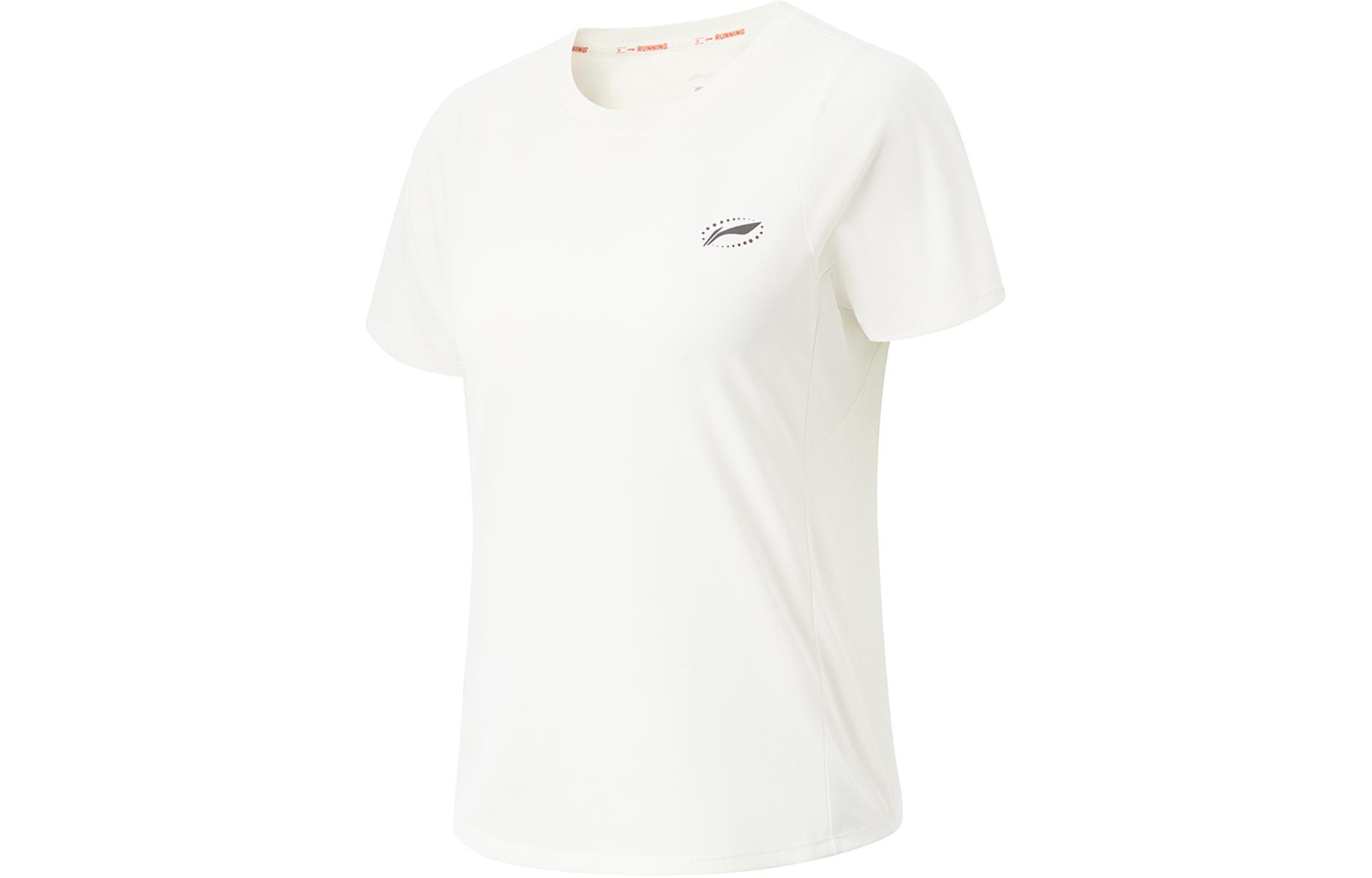 Li Ning Running Collection T Shirts Women s Ivory Crew Neck Moderate Straight Fit ATSU202-2 S