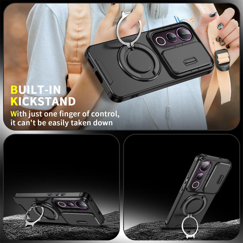 Funda For Vivo V50 Lite 5G Case Armor Slide Camera Lens Protection Ring Holder Back Cover For Vivo V50Lite 5G Shockproof Coque