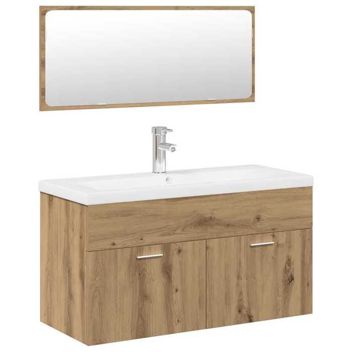 VidaXL Ensemble de meubles salle de bain 3 pcs bois d'ingénierie, armoire de salle de bain, armoire de rangement de 3328912