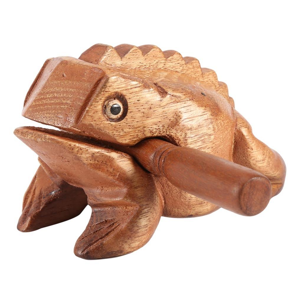 Solid Wood Carved Wood Frog Percussion Instrument Yeliow Solid Wood Carved Frog Office Decor