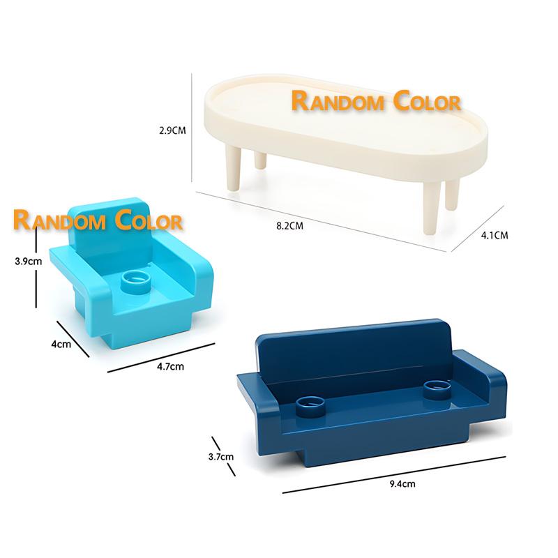 Duży Klockowy Mini Mebelki Domek do Zabawy Kompatybilne Akcesoria Duploed Części do Montażu Zabawki Dla Dzieci