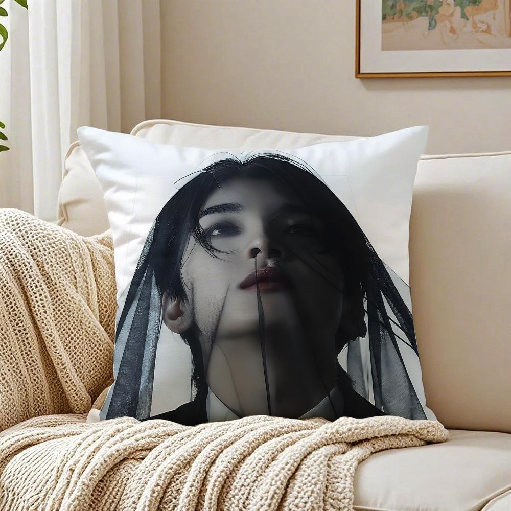 Popular Kpop Idol WWonwooS Cushion Cover Linen Pillowcase Soft for Sofa Bed Home Room Decor