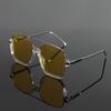 Non-polarized Men's Elegant Semi-Rimless Metal Fashion Sunglasses - Trendy Double Bridge Half Frame Design