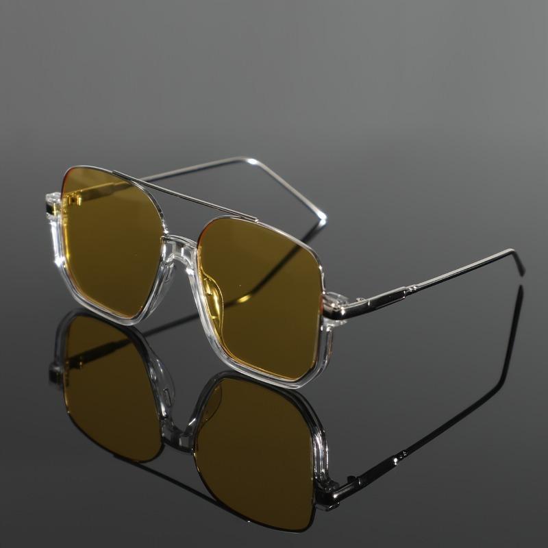 Non-polarized Men's Elegant Semi-Rimless Metal Fashion Sunglasses - Trendy Double Bridge Half Frame Design