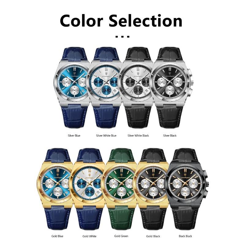 POEDAGAR Orologio da uomo di lusso alla moda Impermeabile Luminoso Cronografo Data Quarzo da polso Moda Sportivo Pelle Orologi