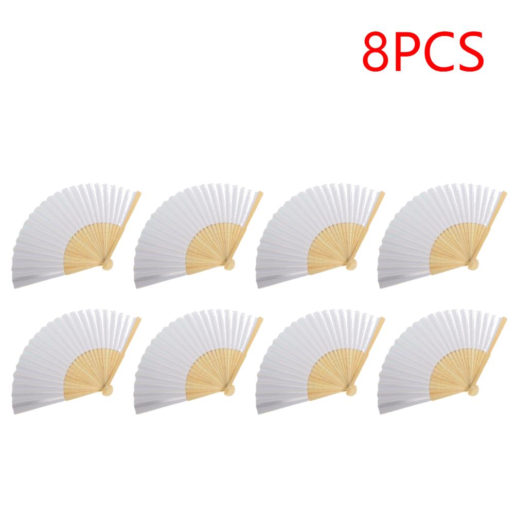 1-50 Stück Weißer Handfaltfächer Bemalbarer Bambus-Faltfächer Tragbarer Chinesischer Fächer für Kirche Hochzeit Geschenke Party Raumdekoration