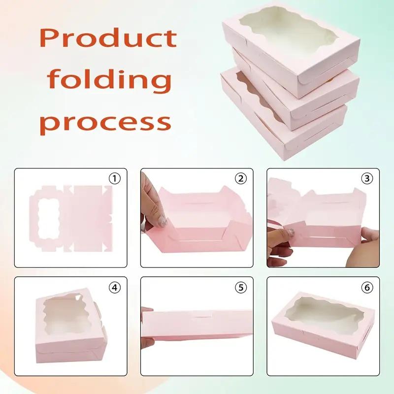 12/24pcs Clear Window Cake Box with Lid, Bakery Pastry Display for Wedding Birthday, Valentine's Mother's Day Gift Packaging