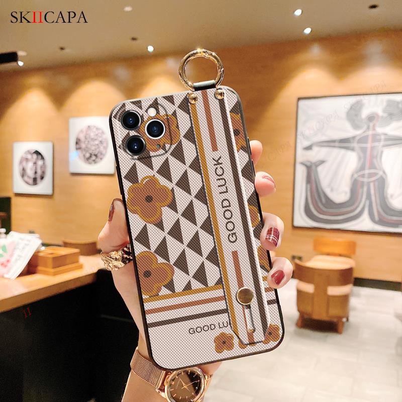 Vintage Flower Wrist Strap Case For Samsung M54 M14 M20 M53 M23 M33 Stand Holder Soft TPU Cover For Galaxy A54 A34 A24 A14 A04
