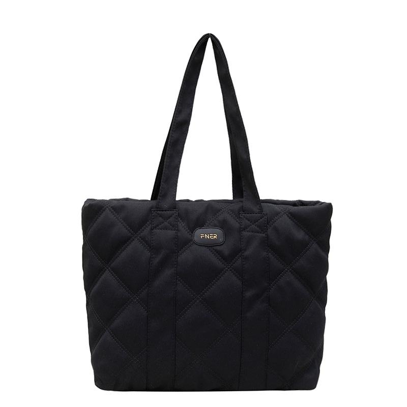 2025 Autumn and Winter Fashion Lingge Casual Fashion Women's Bag Large Capacity Tote Bag Commuter Shopping Bag College Student Bag