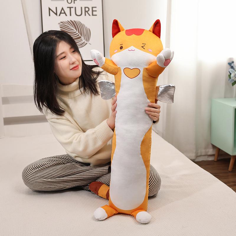 Colorful Cat & Salamander Halloween Pillow - Cute Long Strip Cushion for Couples