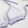 European and American Trendy Solid Color Halter Bikini Set (Three-Piece) - Sexy and Fashionable 2025