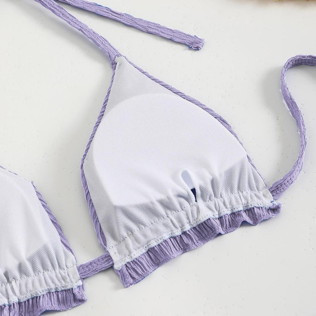 European and American Trendy Solid Color Halter Bikini Set (Three-Piece) - Sexy and Fashionable 2025