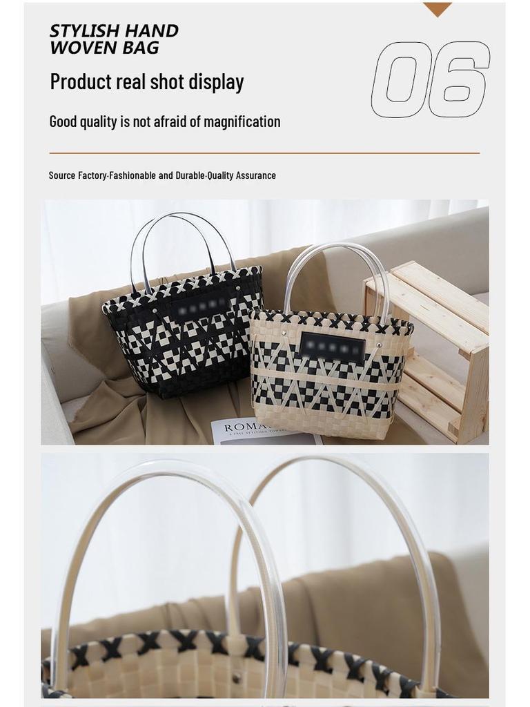 Peach Bud Wedding Basket: Handheld Knitted Gift Bag – Perfect for Bridesmaid or Bestie Favors