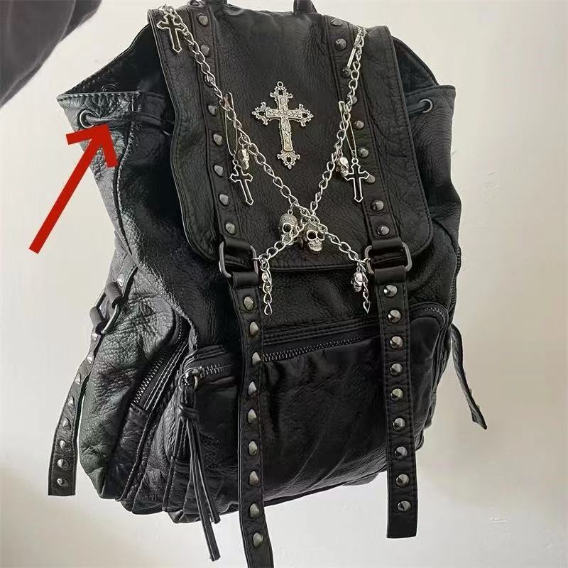 Zaino Grunge Borchie nero Y2k Donna Sottocultura Gotica Punk Cross Nero Mochila Ragazze Vintage Zaino Harajuku Estetico