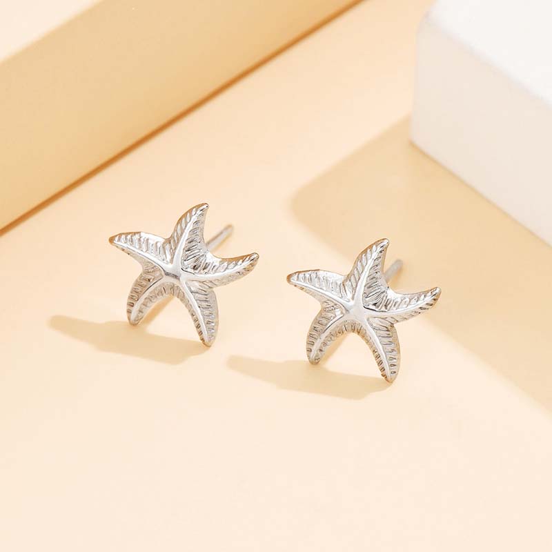 

Stainless Steel Metal Starfish Stud Earrings For Women Vintage Gold Color Stars Statement Earring Summer Ocean Zircon Gift