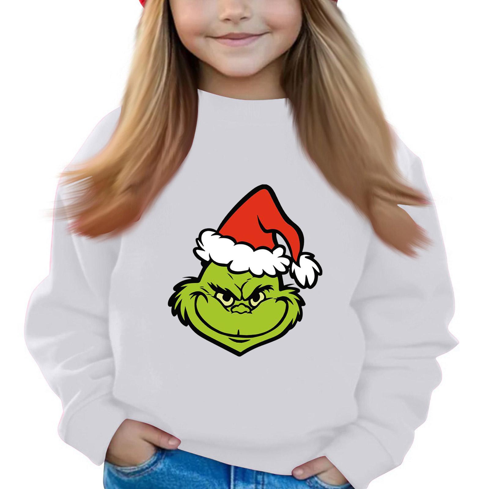 

Рождественские пуловеры с круглым вырезом для девочек, детские топы с принтом 150