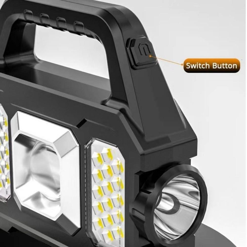 Zoomable Camping Work Light Waterproof Handheld  Flashlight Portable Solar Searchlight  Camping