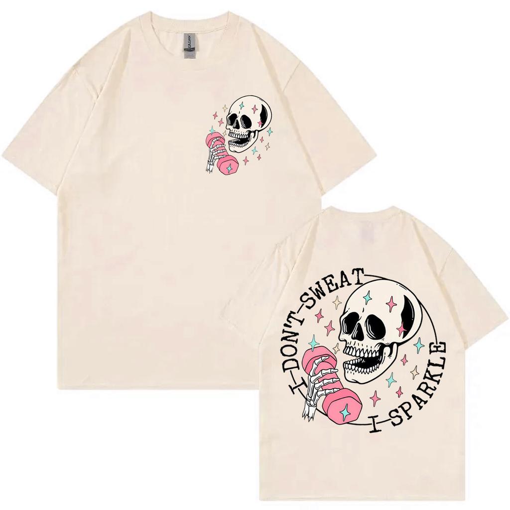 Funny Skeleton Pump Cover Tshirts Men Women Clothing Gothic Fashion Short Sleeve Tshirt High Quality Cotton Oversized T Shirt