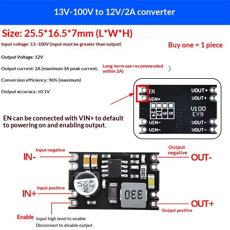 Voltage Conversion Modules Dc-Dc 6V-100V To 5V/9V/12V/24V Fixed Output Voltage Step Down Power Module