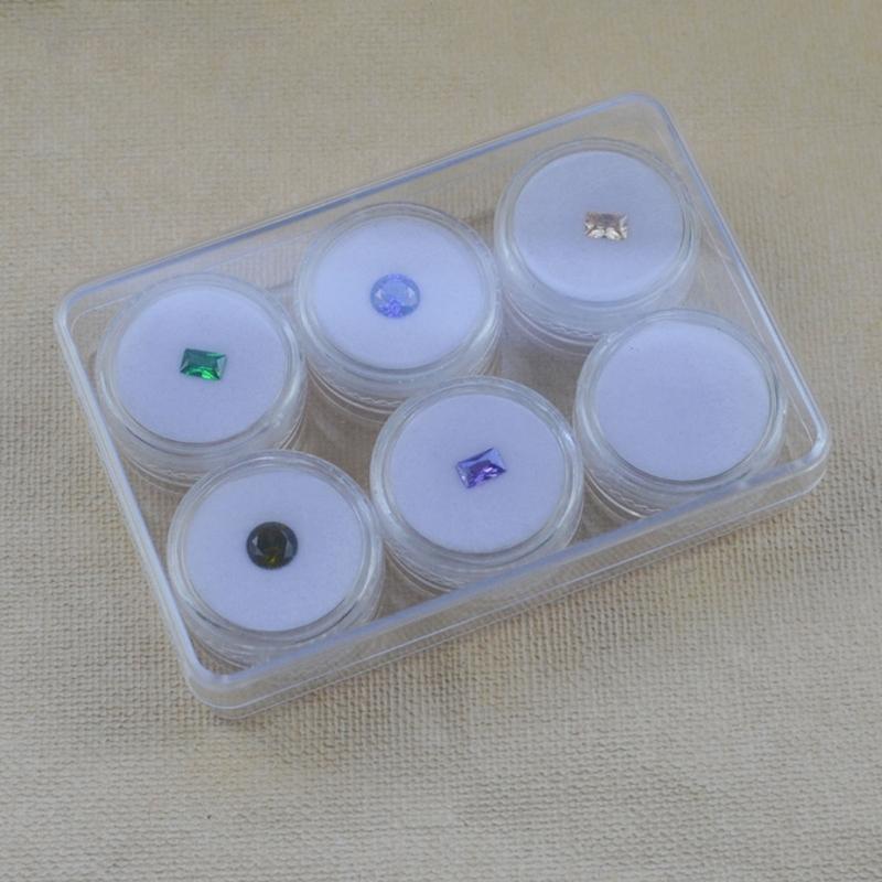 6 Stück Klarer Acryl-Edelsteinbehälter mit Schwammeinlage Klare Schmuck-Vitrine Aufbewahrungsbox