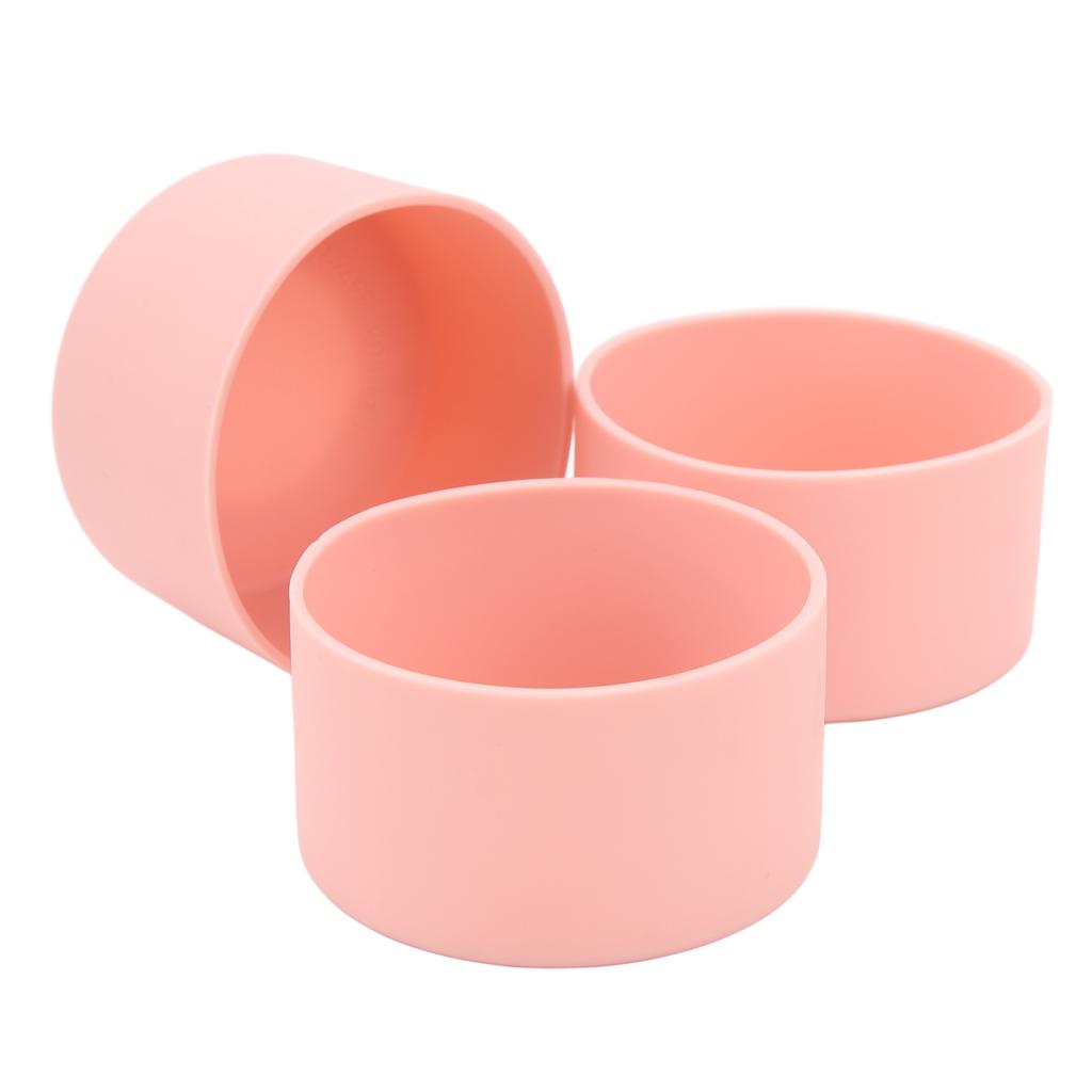 3pcs Protective Silicone Boot Slip Proof High Temperature Resistant Water Bottle Bottom Sleeve Pink