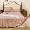 Solid Color Bed Skirt Simple Style Bed Linen with Elastic Band Home Bed Cover Soft Bedspread Faldones De Cama (No Pillowcase)