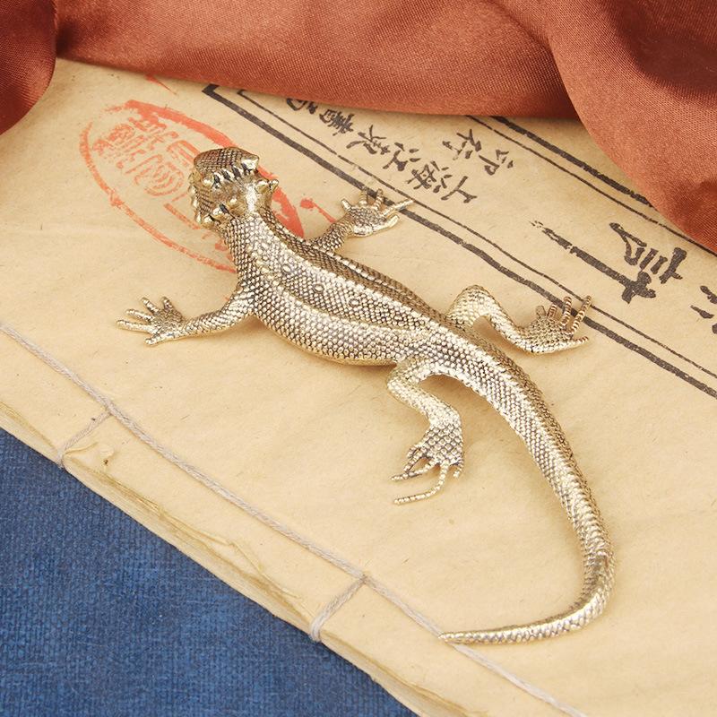 Βαλιτσάκι Γραφείου από Ορείχαλκο Αντίκα Στολίδι Ζώο Σαύρα με Κέρατα Γλυπτό Μπρούτζος Διακόσμηση Τσαγιού Αντίκες Χάλκινα Αντικείμενα Χονδρική